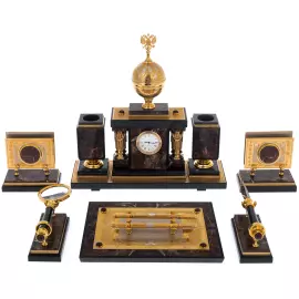 Письменный набор из яшмы с позолотой "Держава" Златоуст