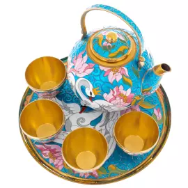 Сервиз чайный серебряный "Царевна-Лебедь" на 4 персоны, 6 предметов