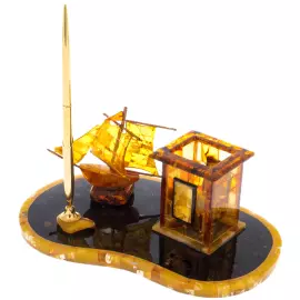 Письменный набор из янтаря "Лодочка"