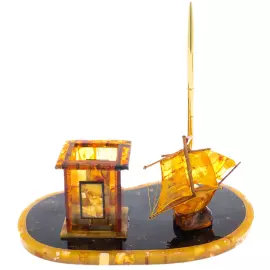 Письменный набор из янтаря "Лодочка"