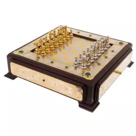 Шахматы "Царские" с малахитом