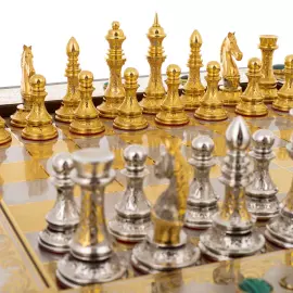 Шахматы "Царские" с малахитом