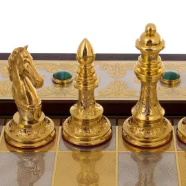 Шахматы "Царские" с малахитом