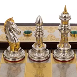 Шахматы "Царские" с малахитом