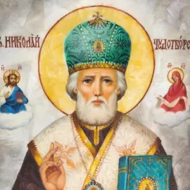 Икона "Николай Угодник Чудотворец" с перламутром