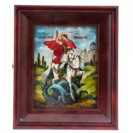 Икона "Святой Георгий Победоносец" с перламутром