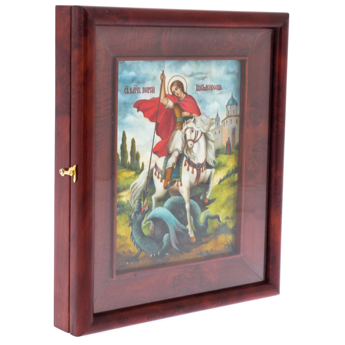 Icon of St. George the Victorious with mother of pearl