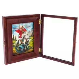 Икона "Святой Георгий Победоносец" с перламутром