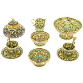 Coffee set for 2 persons, with stained glass enamels