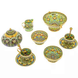 Coffee set for 2 persons, with stained glass enamels