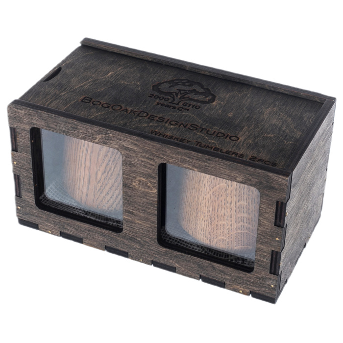 Set of glasses made of light stained oak "Classic" for 2 persons