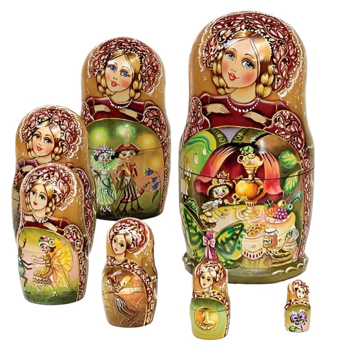 Matryoshka-a fairy tale from a lime tree "Fly Tsokotukha" for 7 seats