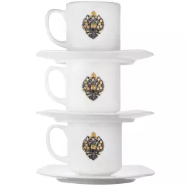Трио кофейных чашек из фарфора "Отчизна" с серебряными накладками