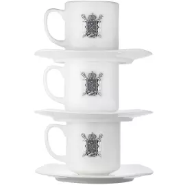 Трио кофейных чашек из фарфора "Петербург" с серебряными накладками