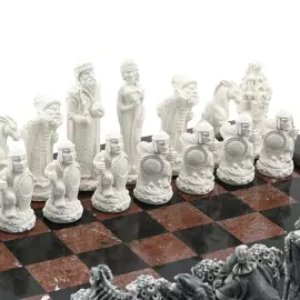 Шахматы подарочные "Русские сказки" с фигурами из мрамолита