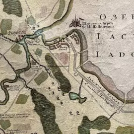 Карта течения реки Невы из Ладожского озера к Санкт-Петербургу