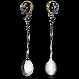 Чайная ложка серебряная "Ночь"