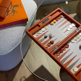 Эксклюзивный набор для игры в нарды "Baptiste" из кожи, оранжевый