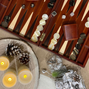 Exclusive backgammon set "Louis" made of leather, brown, large