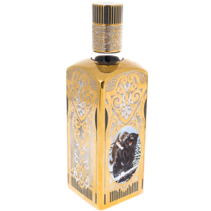 Vodka set with enamel "Hunting" for 6 people, Zlatoust
