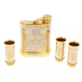 Vodka set with a flask "Coat of Arms of the Russian Federation" for 3 persons, Zlatoust