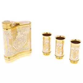 Vodka set with a flask "Coat of Arms of the Russian Federation" for 3 persons, Zlatoust