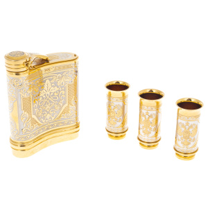 Vodka set with a flask "Coat of Arms of the Russian Federation" for 3 persons, Zlatoust