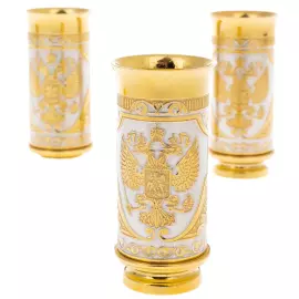 Vodka set with a flask "Coat of Arms of the Russian Federation" for 3 persons, Zlatoust