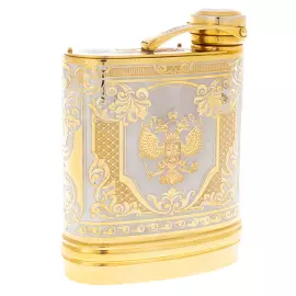 Vodka set with a flask "Coat of Arms of the Russian Federation" for 3 persons, Zlatoust