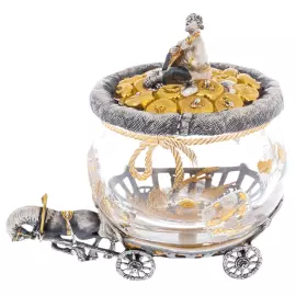 Сухарница из хрусталя и серебра "Вершки и корешки"