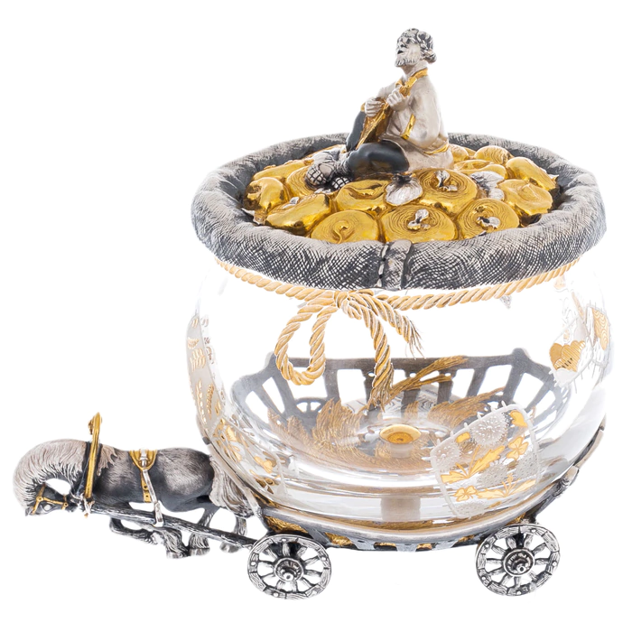Crystal and silver breadcrumb bowl "Tops and roots"
