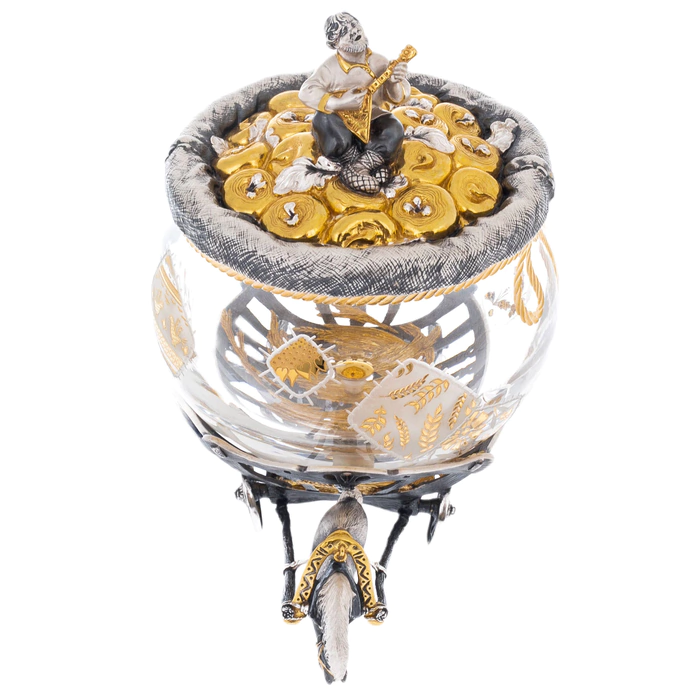 Crystal and silver breadcrumb bowl "Tops and roots"