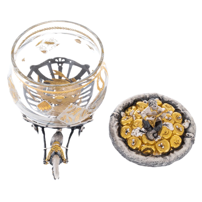Crystal and silver breadcrumb bowl "Tops and roots"