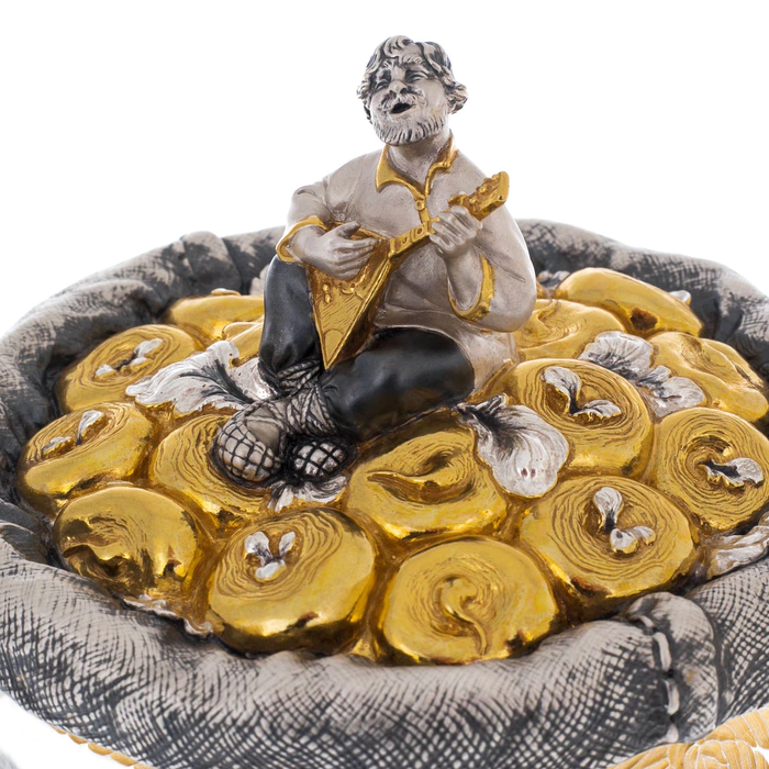Crystal and silver breadcrumb bowl "Tops and roots"