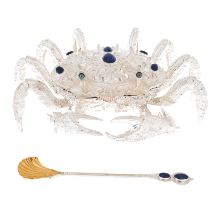 Silver-plated caviar bowl "Crab"