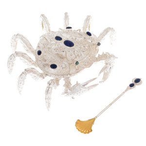 Silver-plated caviar bowl "Crab"