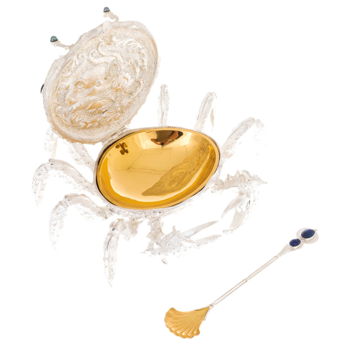 Silver-plated caviar bowl "Crab"