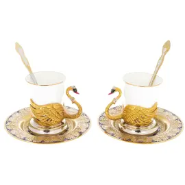 Кофейный набор "Лебеди" на 2 персоны, Златоуст