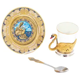 Кофейный набор "Лебеди" на 2 персоны, Златоуст