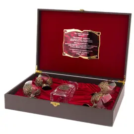 Набор бокалов для коньяка со штофом "Охота" в большом футляре с накладкой "Настоящий мужчина"