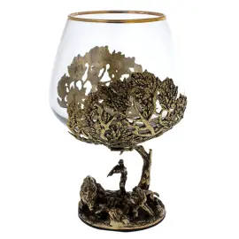 Набор бокалов для коньяка со штофом "Охота" в большом футляре с накладкой "Настоящий мужчина"