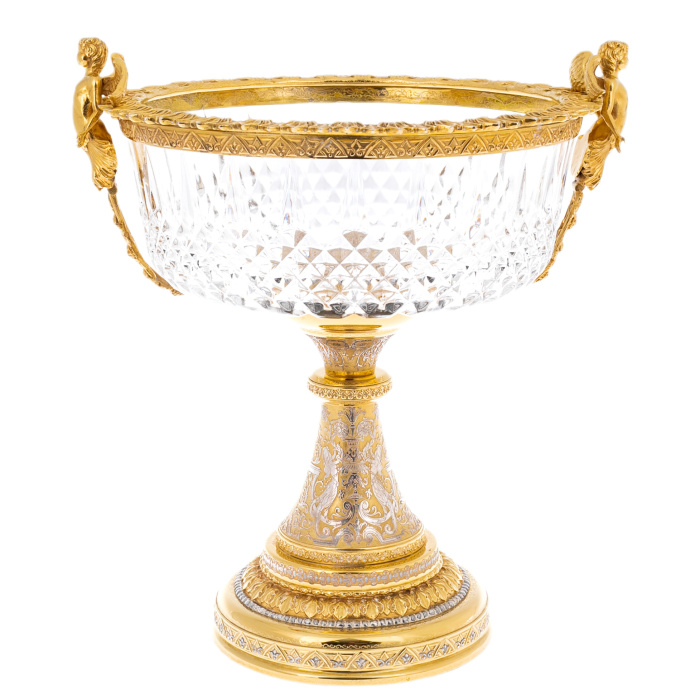 Crystal vase for sweets "Angels" Zlatoust