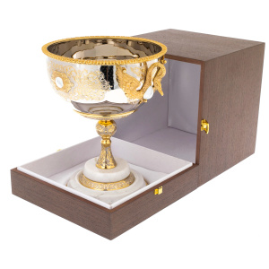 Vase for sweets "Swans" on a marble stand, Zlatoust