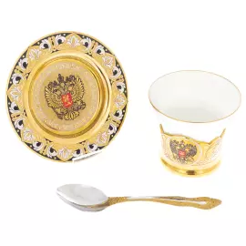 Набор чайный "Герб РФ" на 1 персону, Златоуст