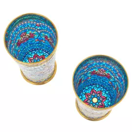 Bouquet set of glasses with stained glass enamels, for 2 persons