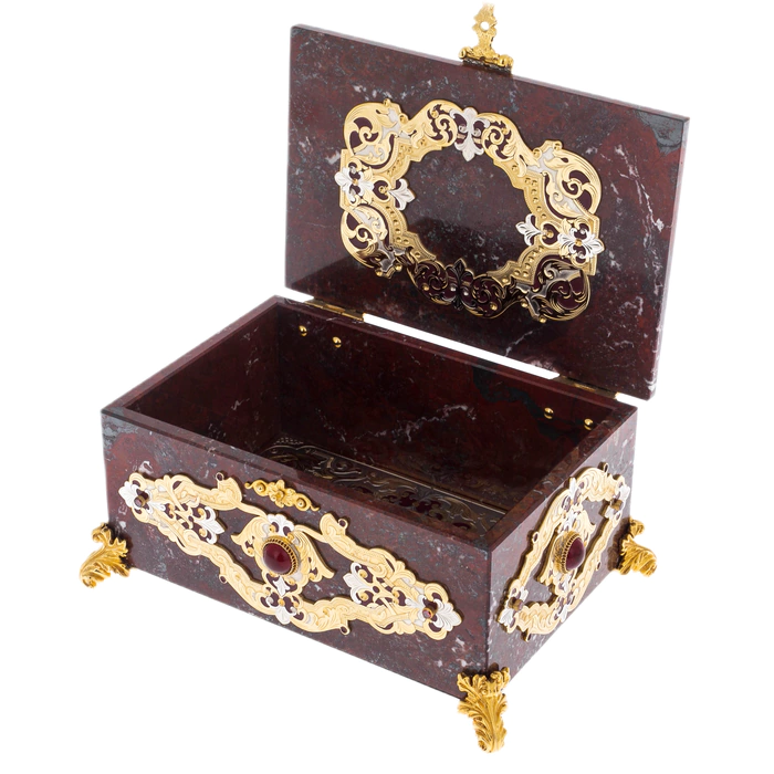 Jewelry box made of jasper "Angels" Zlatoust