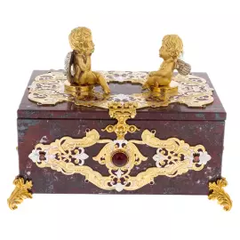 Шкатулка для украшений  из яшмы "Ангелочки" Златоуст