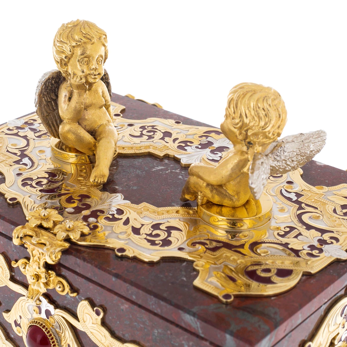 Jewelry box made of jasper "Angels" Zlatoust