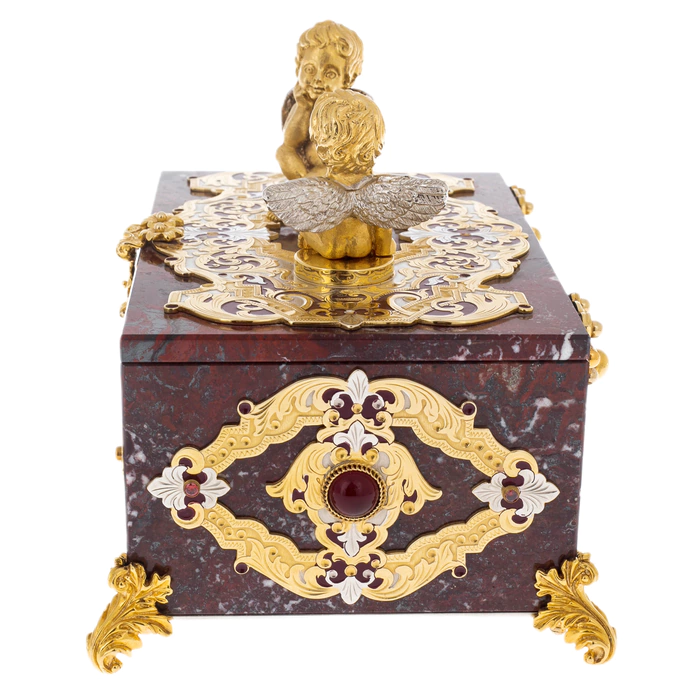 Jewelry box made of jasper "Angels" Zlatoust