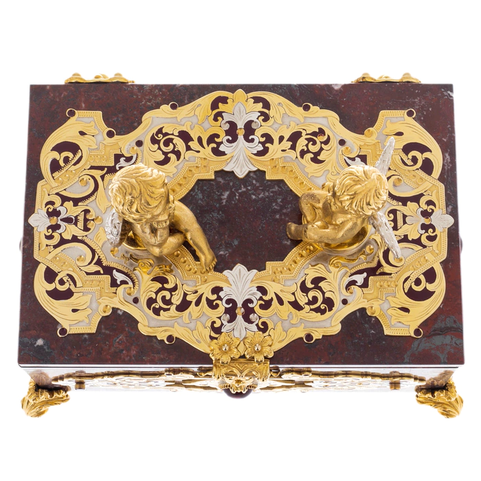 Jewelry box made of jasper "Angels" Zlatoust